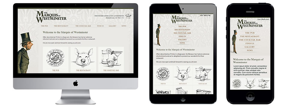 webdesign london portfolio - The Marquis of Westminster